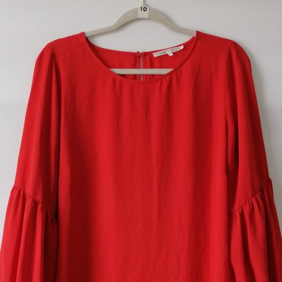 Violet & Claire Womens Red Balloon Sleeve Round Neck Blouse Top Size L - Picture 2 of 7